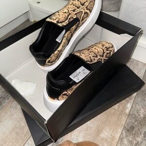 Snake Print Slip-On Sneakers